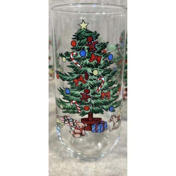 Other - Christmas‎ Tree Tumbler Glasses Set of 12 Holiday Frosted Glassware